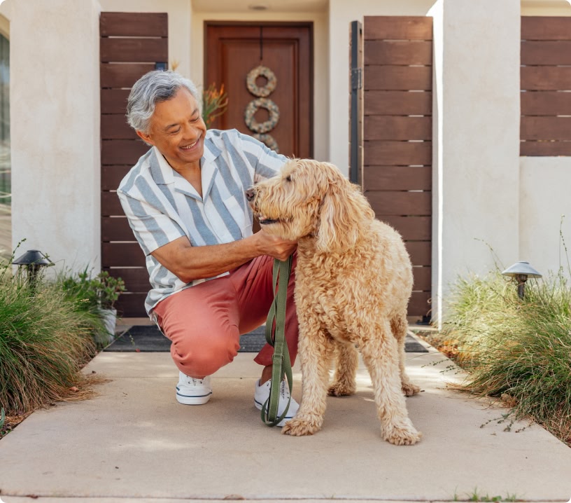 man walking his dog